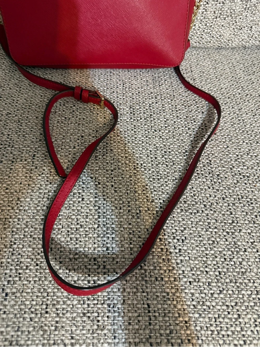 Michael Kors Red Leather Crossbody with Gold Hardware